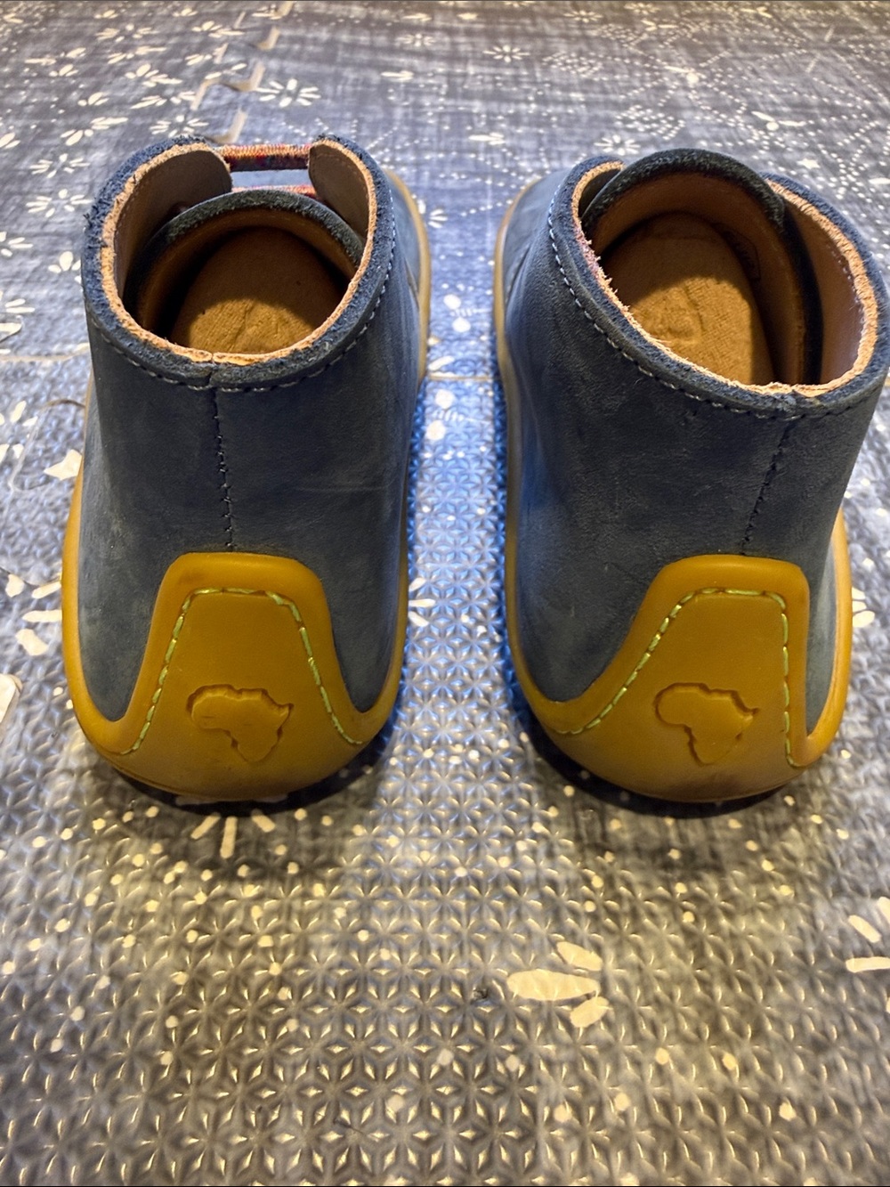 Vivobarefoot 13 Gobi Addis Kids Blue Leather Shoes with Colorful Elastic Laces - Picture 7 of 9